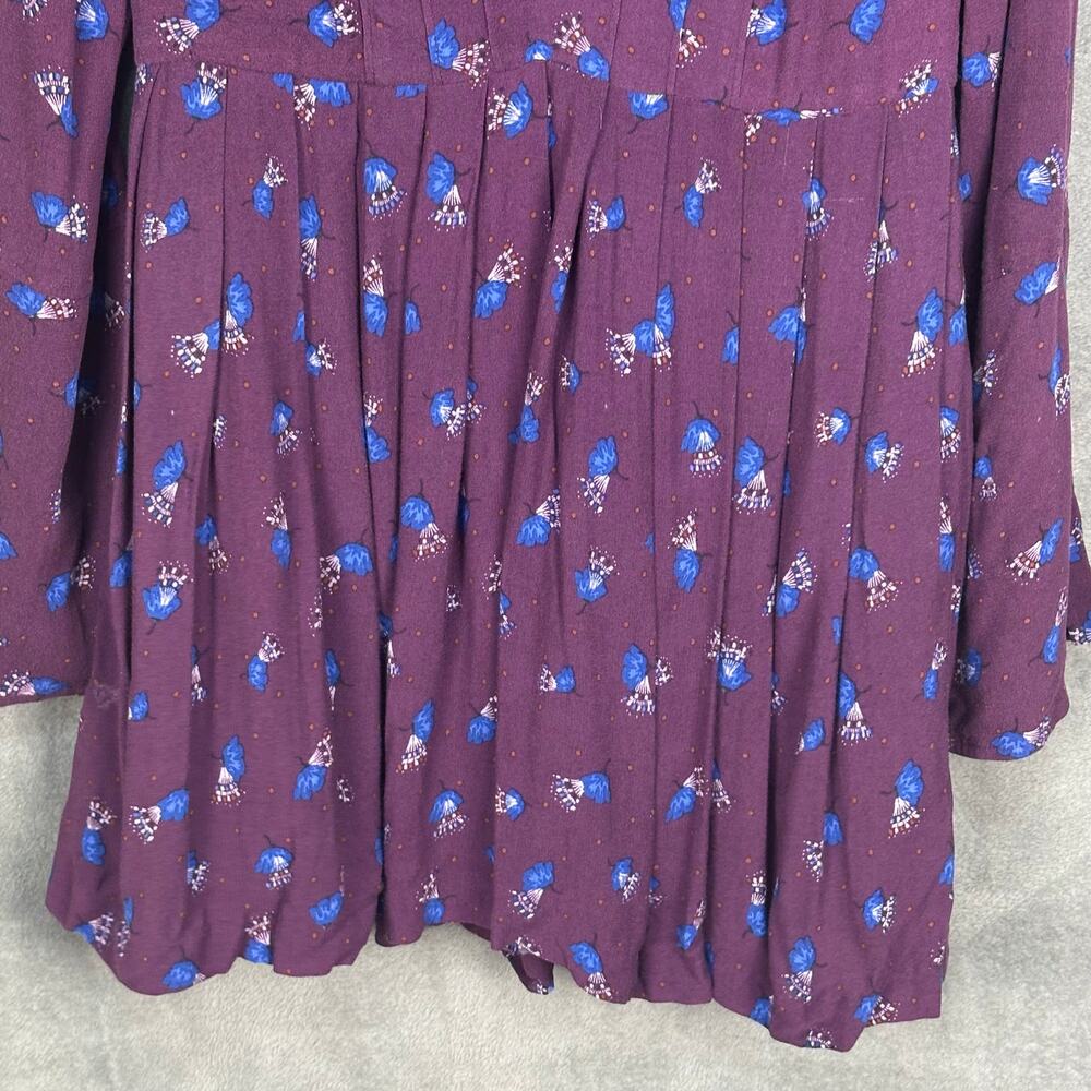 Free People Dress Womens 2 Purple Floral Tegan Keyhole Festival Boho Peasant - Picture 4 of 15